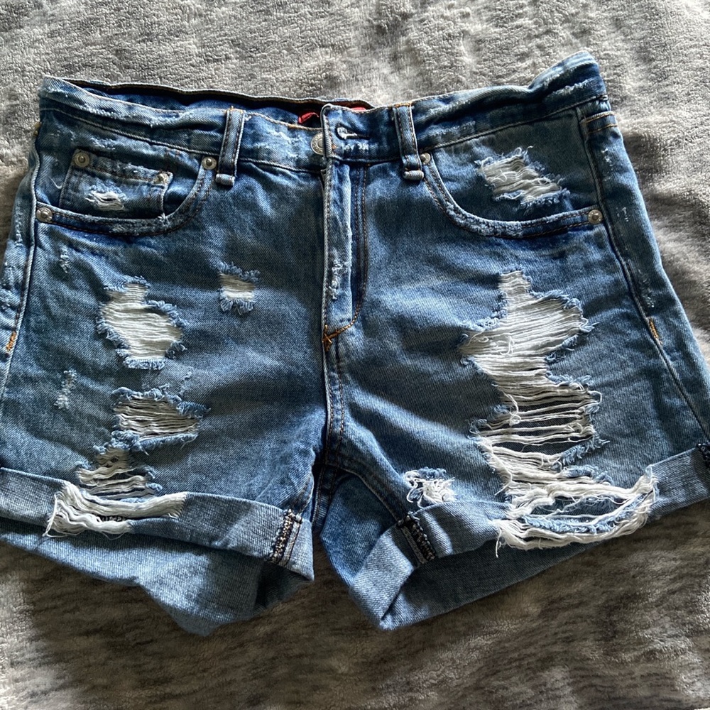 Ripped jean shorts